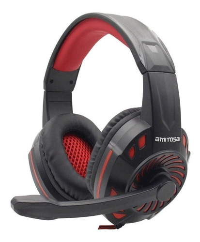 Auricular Gamer Con Micrófono Amitosai Mts-floss Rojo Compatible Con Consolas, Computadoras Y Celulares