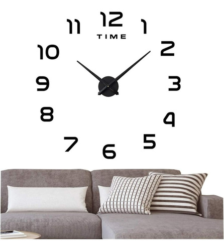 Reloj Pared Moderno Sin Marco Grande,calcomanía 3d,números