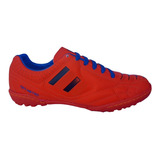 Tenis Futbol Rapido Niños 424 Rojo / Azul Pasto Artificial