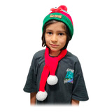 Combo X2 Gorro Pompón + Bufanda Navidad Frio Niño Bebés