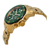 Relógio Invicta Pro Diver 80072 Original Banhado Ouro Cor Da Correia Dourado Cor Do Bisel Verde/preto Cor Do Fundo Verde