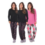 Kit 3 Pijamas Manga Longa De Algodão Sonho Outono/inverno