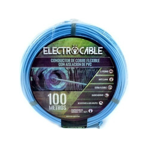 Cable Unipolar 1mm Rollo 100 Mts Electrocable Celeste
