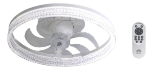 Ventilador De Techo Con Lampara Luz Led De 55w 2500lm 6 Vel. Cantidad De Aspas 7 Color De La Estructura Blanco Color De Las Aspas Transparentes Diámetro 35 Cm Material De Las Aspas Plástico