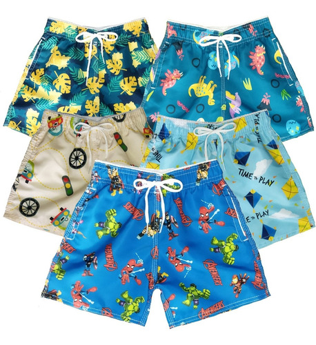 5 Peças Shorts Mauricinho Bermuda Praia Neymar Moda Cordão