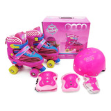 Patins Quad 4 Rodas Ajustável Com Kit Proteção Unitoys