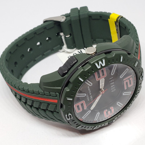 Reloj Hombre Deportivo Silicona Verde Oscuro Fondo Negro  