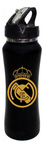 Termo Pitillo Real Madrid Gold Botilito Metalico Negro 650ml