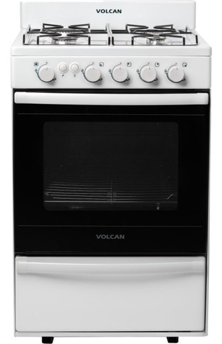 Cocina Volcan 87643vm 55cm 4 Hornallas Blanca Con Luz