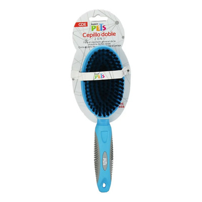 Cepillo Para Perro Doble Gde Pelaje Largo Carda Fancy Pets Color Azul
