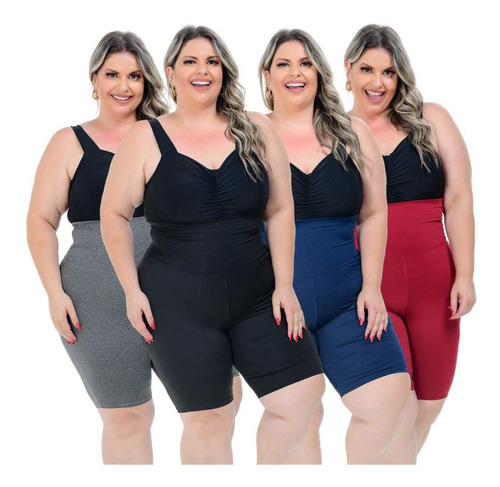 Kit 4 Bermuda Plus Size Feminina G1 A G4 Tamanhos Grandes