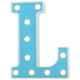 Letra Decorativa Con Luces Led De Plastico En Azul Letra L
