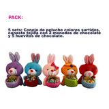 5 Conejos Pascua Con Canasta Y Huevos De Chocolate Variedade