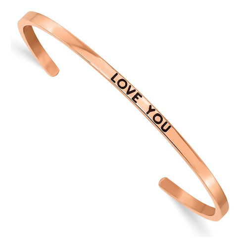 Pulsera Chisel Love You De Acero Inoxidable Tono Rosa