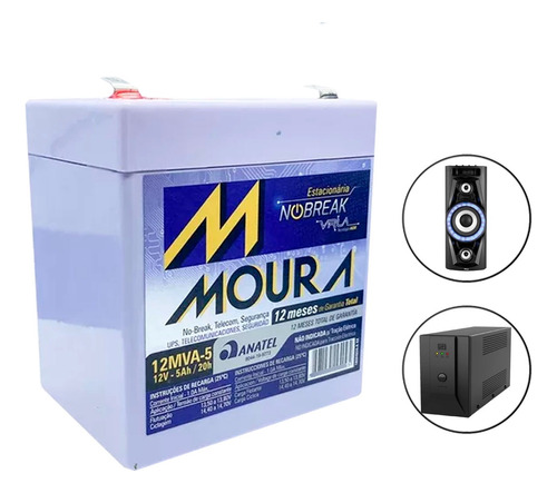 Bateria Estacionaria Nobreak 12v 5a Moura*