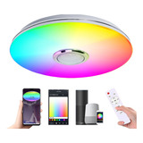 Lámpara De Techo 80w Led Rgb Wifi Inteligente C/bocina 48 Cm Color Blanco