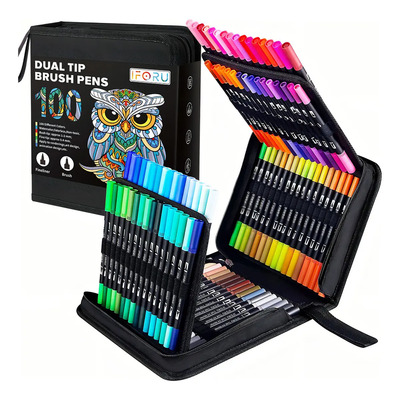 Plumones Doble Punta Iforu 100 Colores Tinta A Base De Agua | MercadoLibre