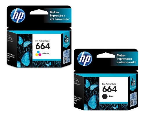 Kit Cartucho Hp 664 Preto E Hp 664 Colorido Original Nf