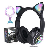 Audifonos Orejas De Gato Bluetooth 5.1 Led Diadema Niños   