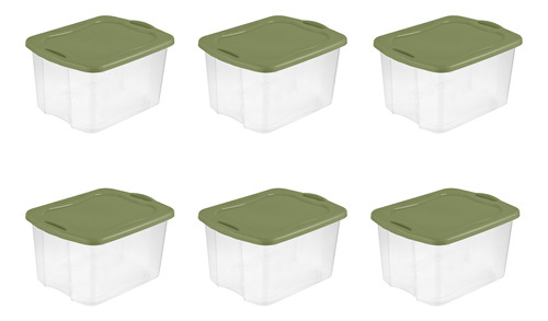 Set 6 Cajas De Plástico Color Transparente 70 Qt. Por