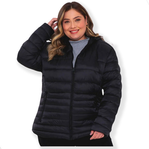 Jaqueta Feminina Plus Size Puffer Bobojaco Capuz Impermeável