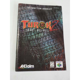 Manual Original Videojuego Turok 2 De Nintendo 64 