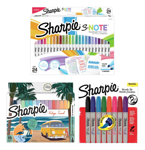 Kit Sharpie Marcadores 18 Vintage + 24 S-note 8 Pincel Cuota