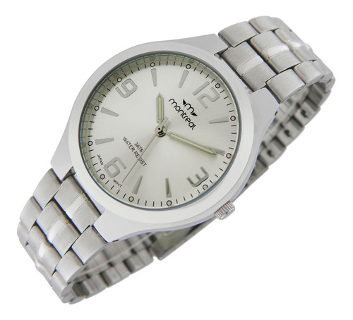 Reloj Montreal Hombre Ml1504 100% Acero Agujas Luminosas