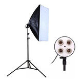 Kit Softbox 50x70 + E27 Quadruplo + Tripé 2 Metros