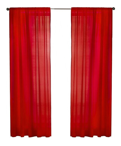 Juego De Cortinas Decorativas Color Rojo Soft Elefantito