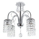 Arañas Modernas Colgante Cristal A/ Led E27 4 Luces Cromada