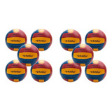 Pack X10 Pelotas Handball N 1 2 Simil Cuero Recreativa Kadur Color Rojo Amarillo Azul N 1