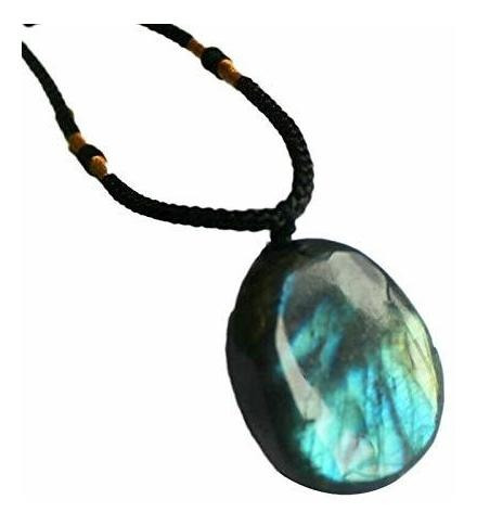 Collar - Dragons Heart Labradorite Pendant Necklace, Wrap Br