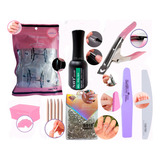 Kit Tips X500 Press On Nails, Base Navi, Lima, Strass, Wipes