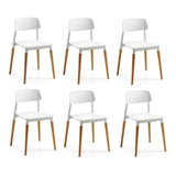 Pack 6 Sillas Nordicas Milan Madera Diseño Moderno Novara Color De La Estructura De La Silla Blanca