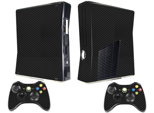 Skin Adesivo Xbox 360 Slim Fibra De Carbono Preto