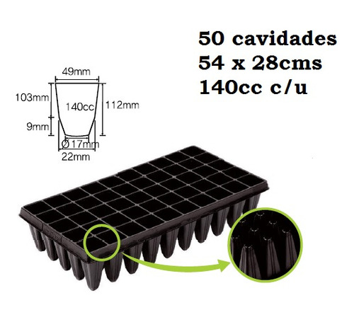 Pack 6 Bandejas Almacigueras 50c Forestal Prof. 11,2 Cms