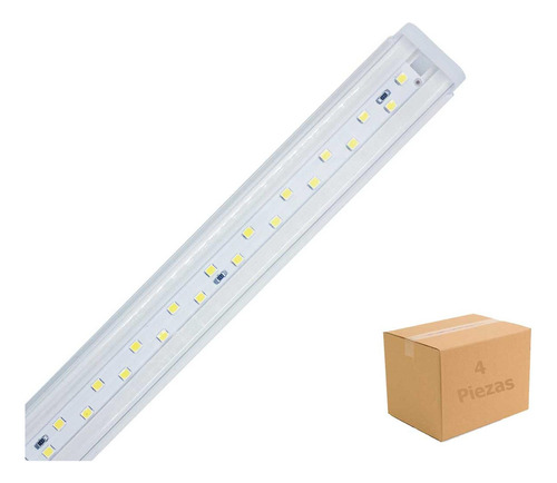 Tubo Led Luminario T8 20w Luz Blanca Con Base 1.15m 4 Pzs