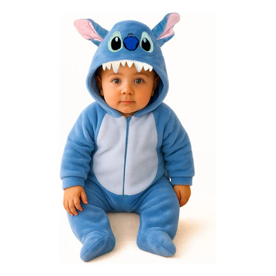 Mameluco Con Gorro Bordado Stitch Color Azul Talla 3 Meses | Meses sin interés