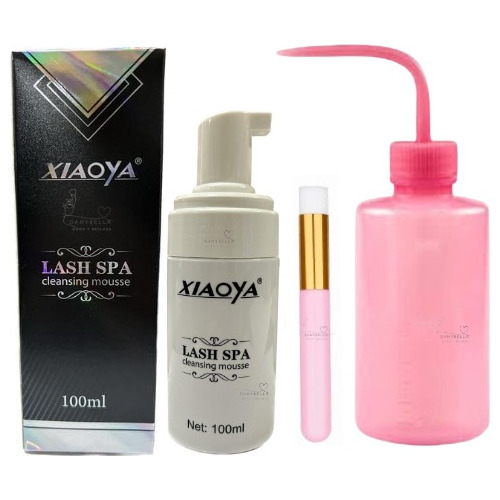 Kit Espuma Limpiadora+brocha+pizeta Para Extensión Pestañas