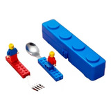 Kit X2 Cubiertos Niño Bloques Tipo Lego Cuchara Y Tenedor Color Colores