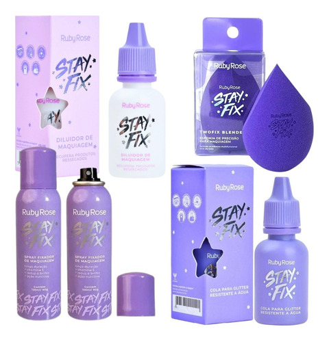 Cola Glitter + Spray Fixador + Esponja + Diluidor - Stay Fix