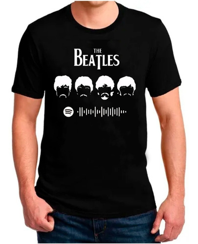 Polera Estampada The Beatles Y Música Qr Spotify