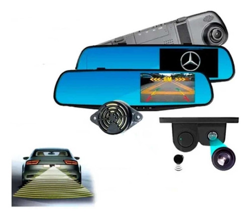 Espejo Retrovisor Dvr Sensor Y Camara Reversa Logo Mercedez