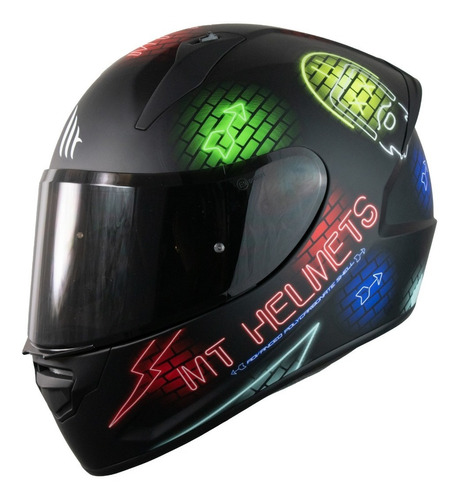 Casco Mt Helmets Stinger Ff105b Neon A1 Negro De Moto