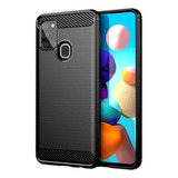  Funda Fibra De Carbono Para Samsung Galaxy A21s + Vidrio 9d