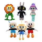 6pcs Cuphead Mugman Ms. Chalice Peluche Muñeca Niños Juguete