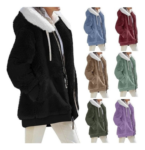 24 Autumn Winter Lazhu Plush Loose Hooded Coat Aa