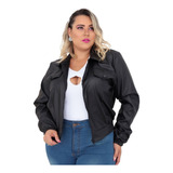 Jaqueta Feminina De Couro Fake Corino Plus Size