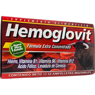 Hemoglovit Suplemento Alimenticio Con Hierro Vitamina B12 Sabor Cereza | MercadoLibre